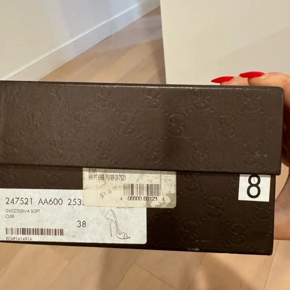 Gucci Guccissima High Heel Peep Toe Leather Pumps - 38 - Picture 9 of 9